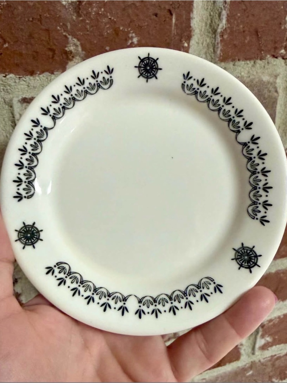 Vintage 1970 Buffalo China
"restaurant ware" Nautical-Themed Black & White